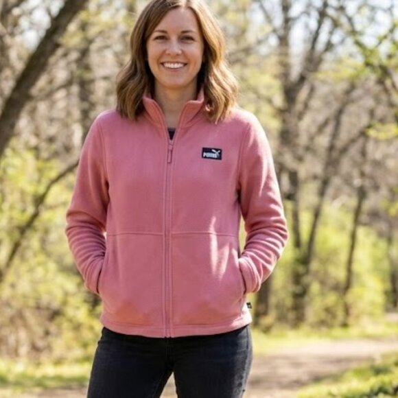 PUMA Women’s Pink Full-Zip Fleece Jacket Size Medium or Large NWT - Picture 3 of 12